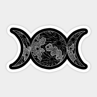 Triple Goddess Wiccan Symbol - Moon Lunar Phases Sticker